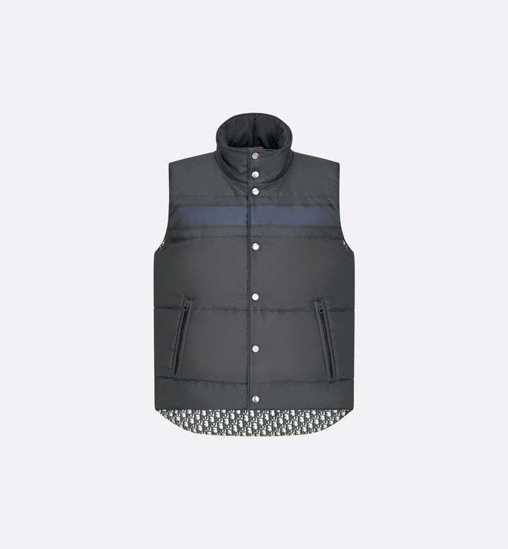 Reversible Sleeveless Down Jacket • Blue and Ecru Dior Oblique Quilted Technical Taffeta