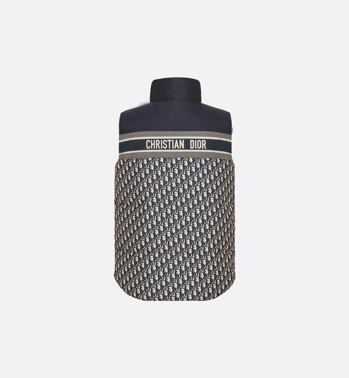 Reversible Sleeveless Down Jacket • Blue and Ecru Dior Oblique Quilted Technical Taffeta