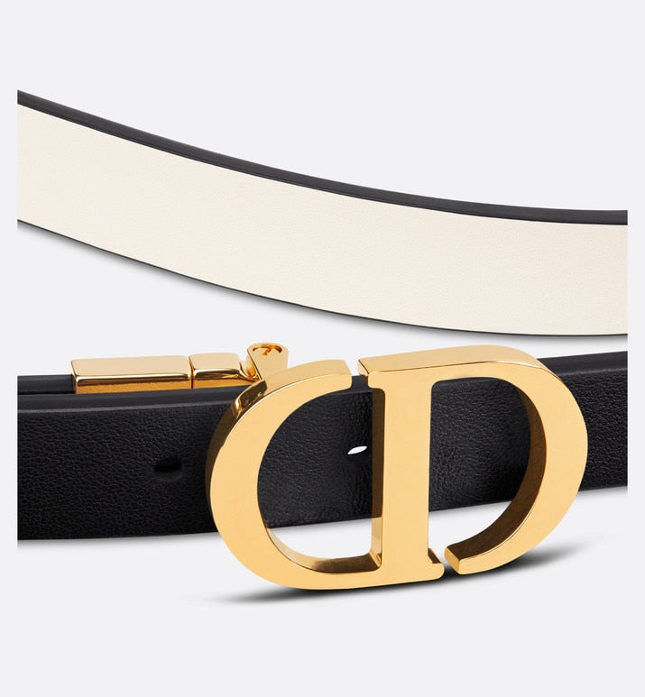 30 Montaigne Reversible Belt • Black and Latte Smooth Calfskin, 20 MM