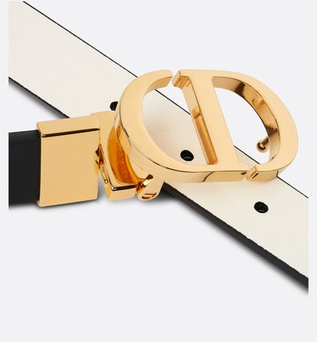 30 Montaigne Reversible Belt • Black and Latte Smooth Calfskin, 20 MM