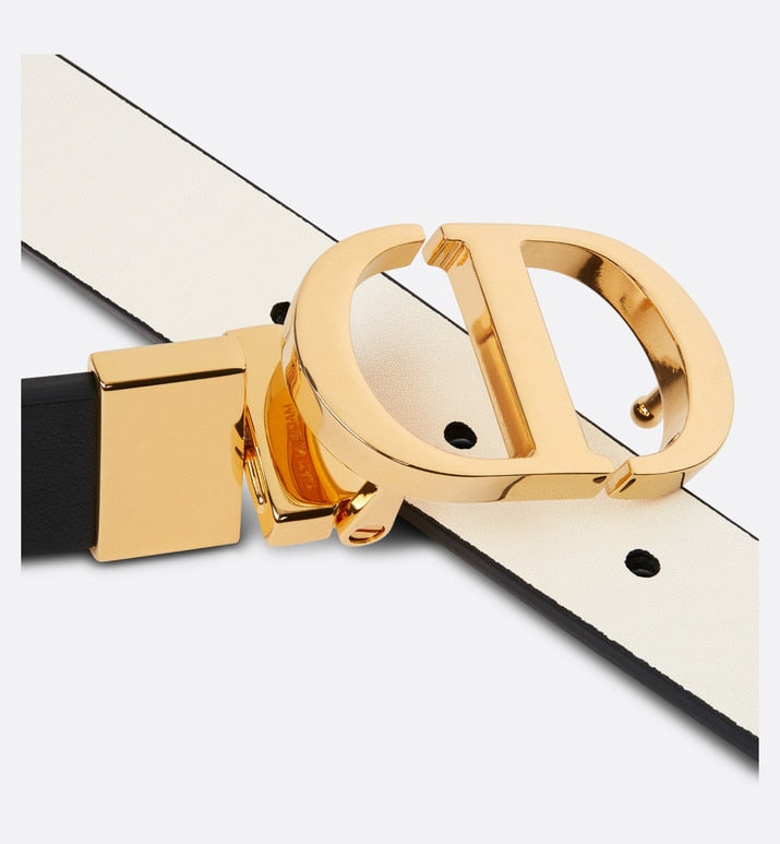 30 Montaigne Reversible Belt • Black and Latte Smooth Calfskin, 20 MM