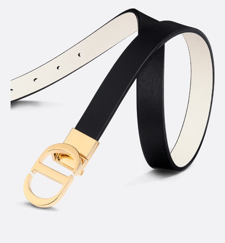 30 Montaigne Reversible Belt • Black and Latte Smooth Calfskin, 20 MM