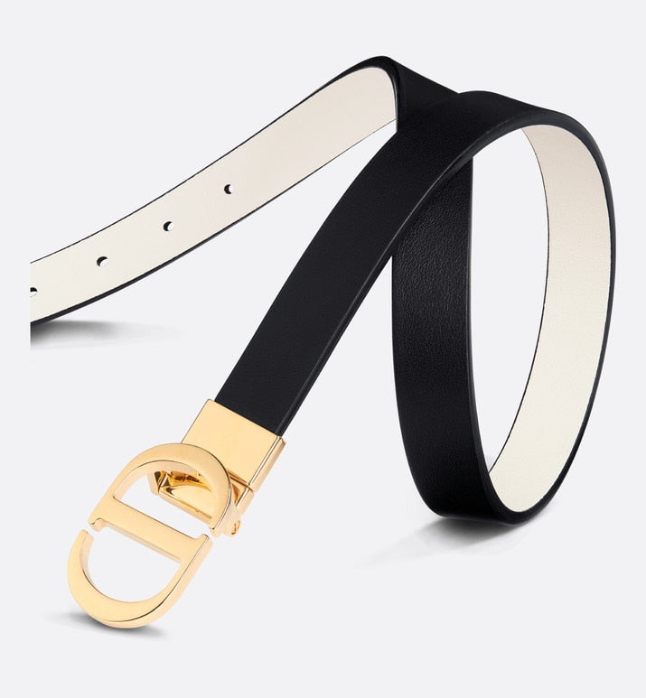 30 Montaigne Reversible Belt • Black and Latte Smooth Calfskin, 20 MM