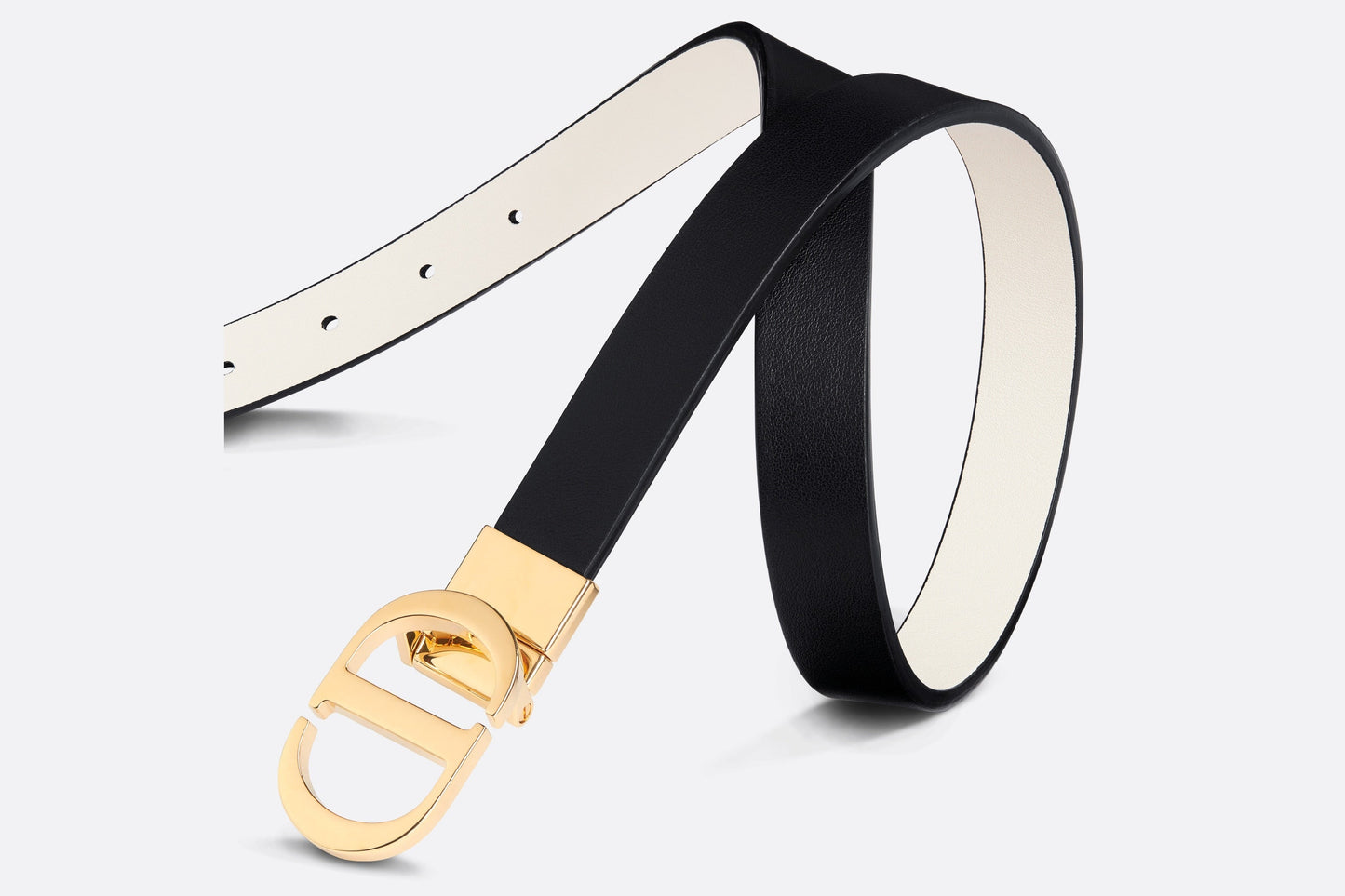 30 Montaigne Reversible Belt • Black and Latte Smooth Calfskin, 20 MM