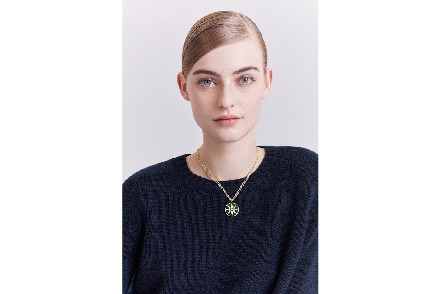 Large Rose Des Vents Medallion • Yellow Gold, Diamond and Malachite