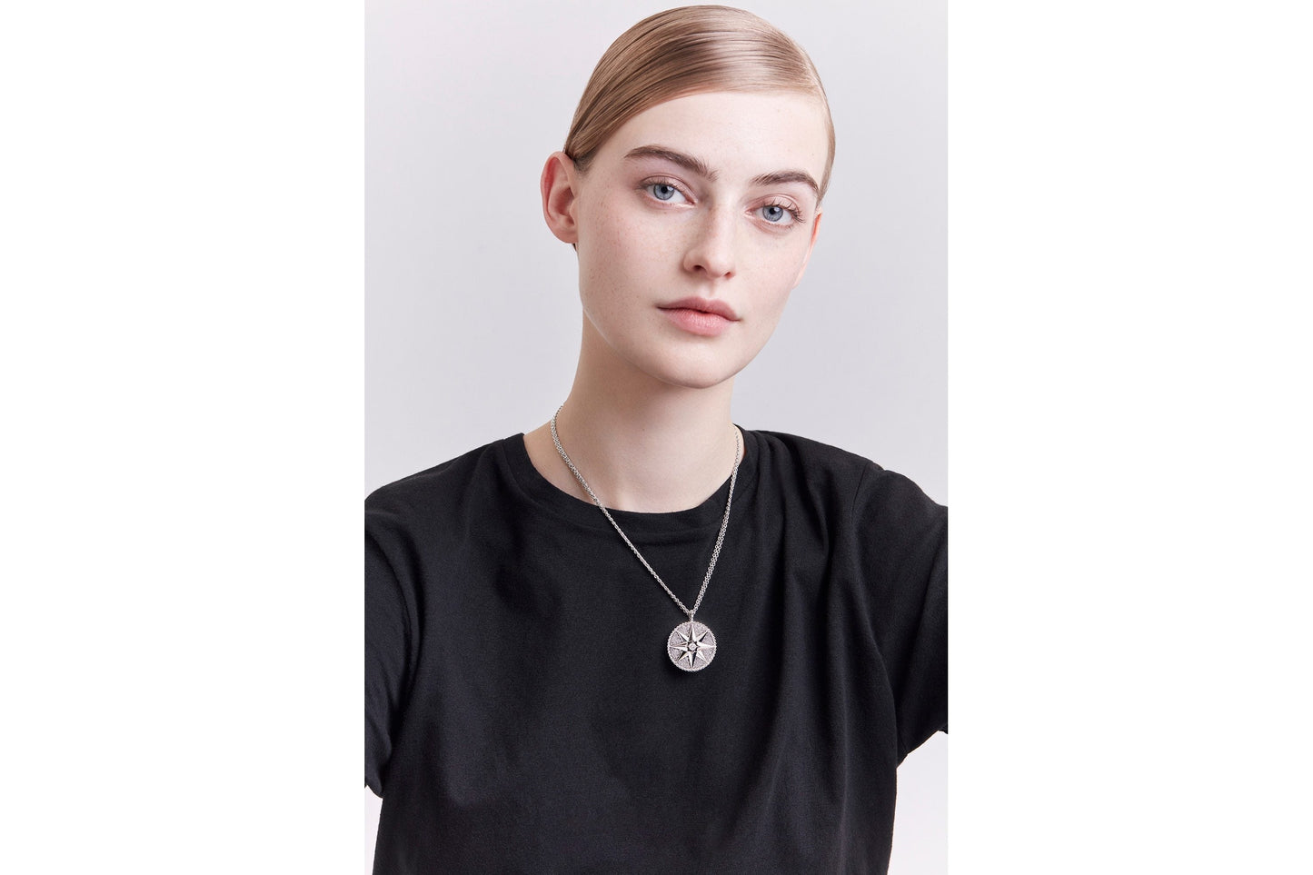 Large Rose Des Vents Pavé Medallion • 18K White Gold and Diamonds