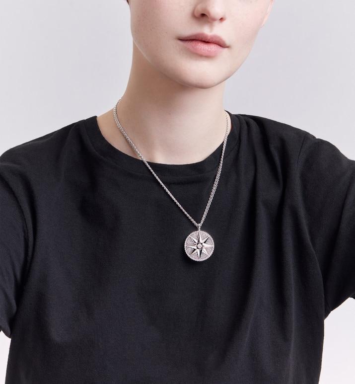 Large Rose Des Vents Pavé Medallion • 18K White Gold and Diamonds