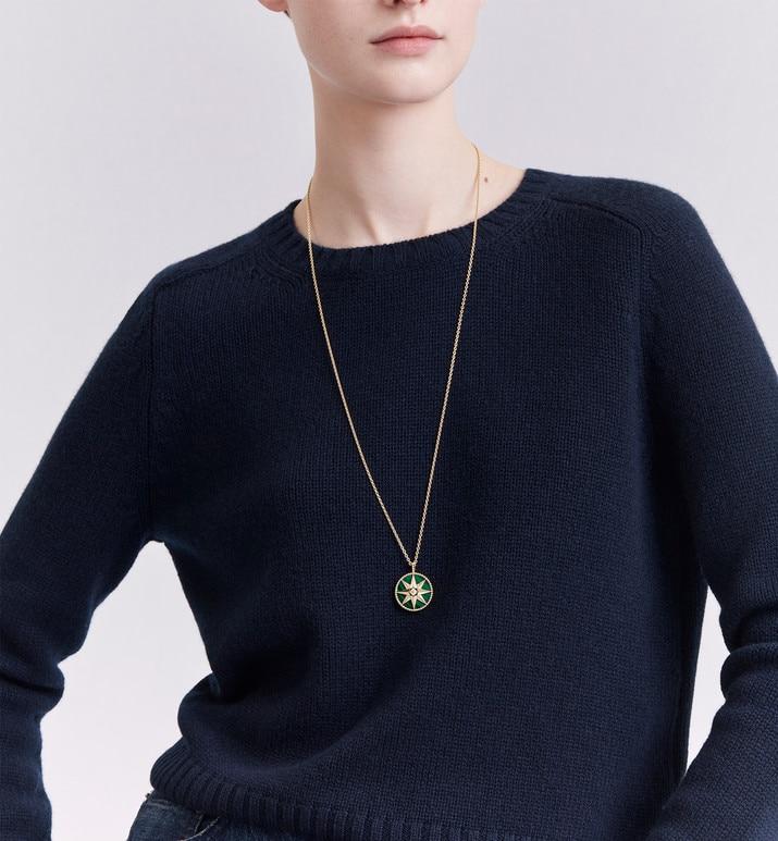 Large Rose Des Vents Medallion • Yellow Gold, Diamond and Malachite