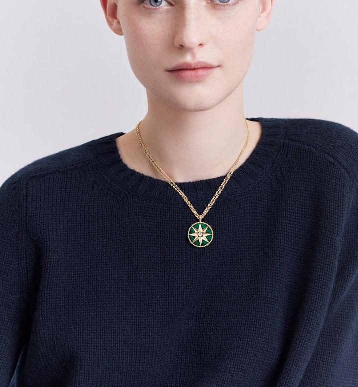 Large Rose Des Vents Medallion • Yellow Gold, Diamond and Malachite