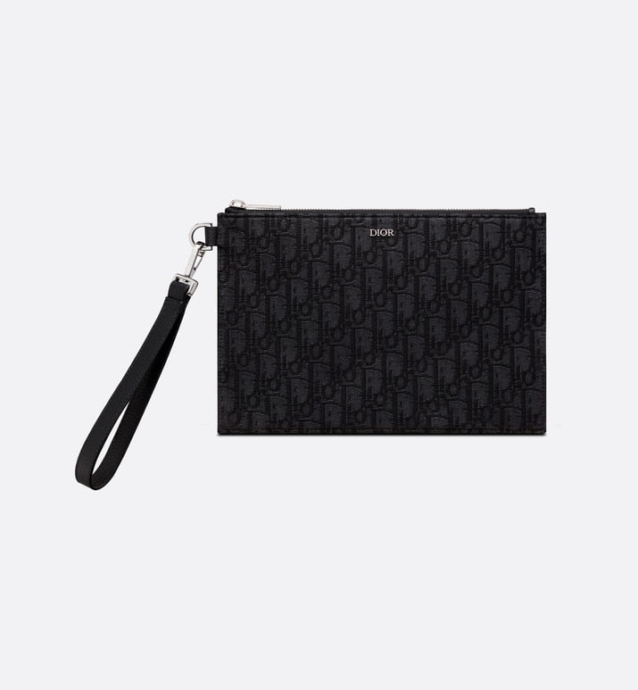 A5 Pouch • Black Dior Oblique Jacquard