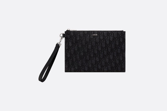 A5 Pouch • Black Dior Oblique Jacquard