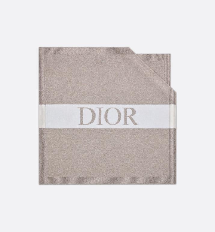 Blanket • Heathered Beige and Ivory Wool and Cashmere Tricot Knit