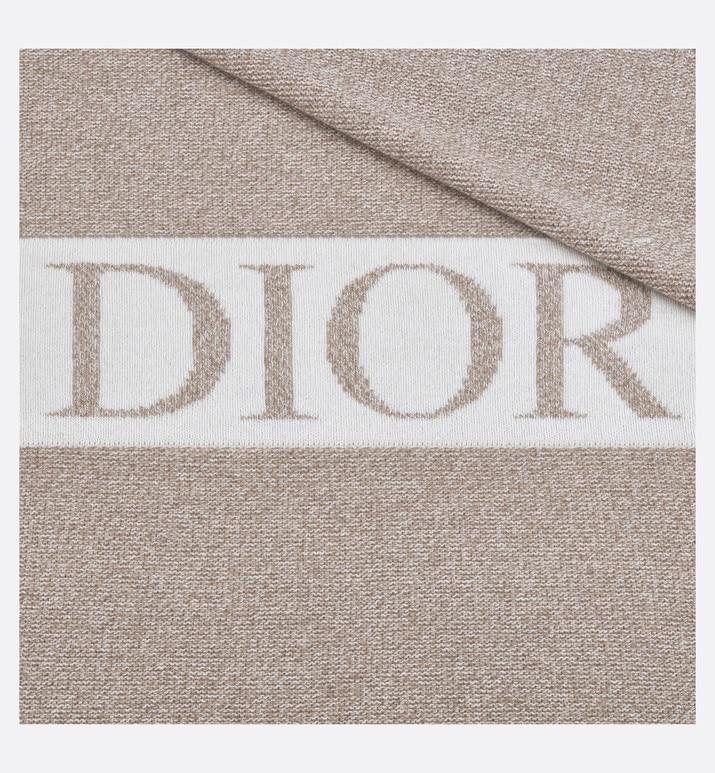 Blanket • Heathered Beige and Ivory Wool and Cashmere Tricot Knit