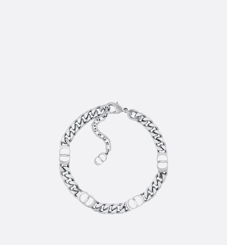 CD Icon Thin Chain Link Bracelet • Silver-Finish Brass