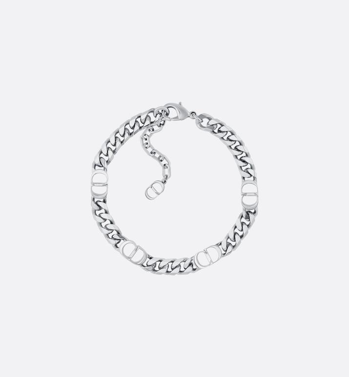 CD Icon Thin Chain Link Bracelet • Silver-Finish Brass