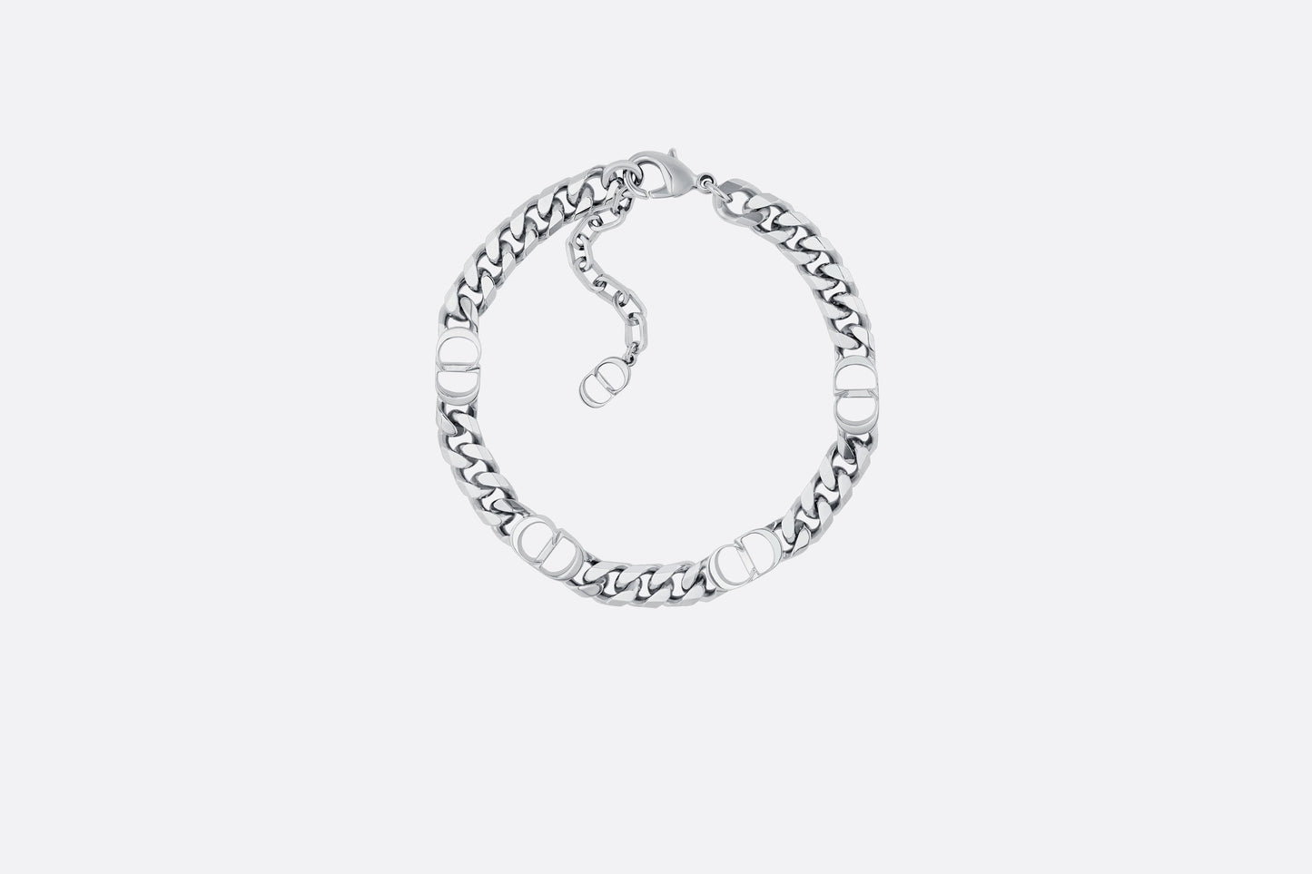 CD Icon Thin Chain Link Bracelet • Silver-Finish Brass