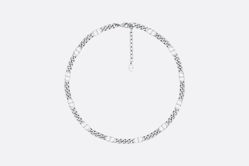 CD Icon Thin Chain Link Necklace • Silver-Finish Brass