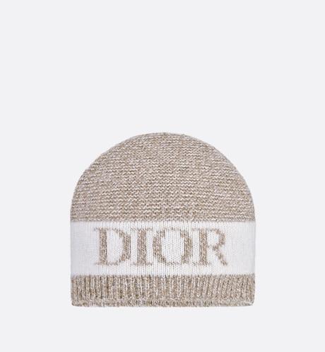 Beanie • Heathered Beige and Ivory Wool Tricot Knit and Cashmere