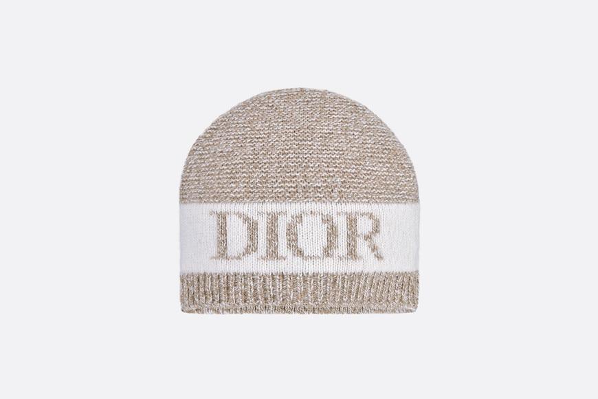Beanie • Heathered Beige and Ivory Wool Tricot Knit and Cashmere