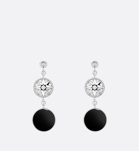 Rose Des Vents Earrings • 18K White Gold, Diamonds and Onyx