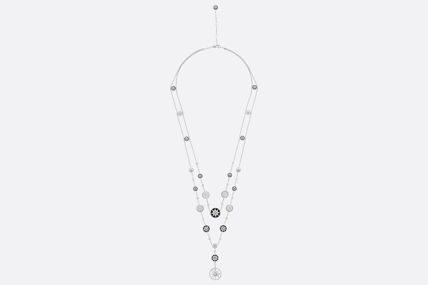 Rose Des Vents Long Necklace  • 18K White Gold, Diamonds, Mother-of-Pearl and Onyx