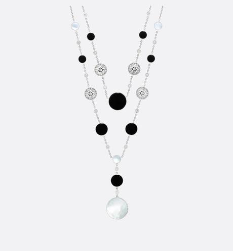 Rose Des Vents Long Necklace  • 18K White Gold, Diamonds, Mother-of-Pearl and Onyx