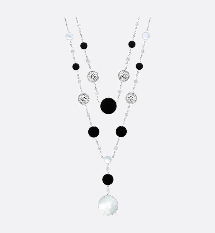 Rose Des Vents Long Necklace  • 18K White Gold, Diamonds, Mother-of-Pearl and Onyx
