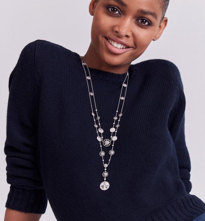 Rose Des Vents Long Necklace  • 18K White Gold, Diamonds, Mother-of-Pearl and Onyx