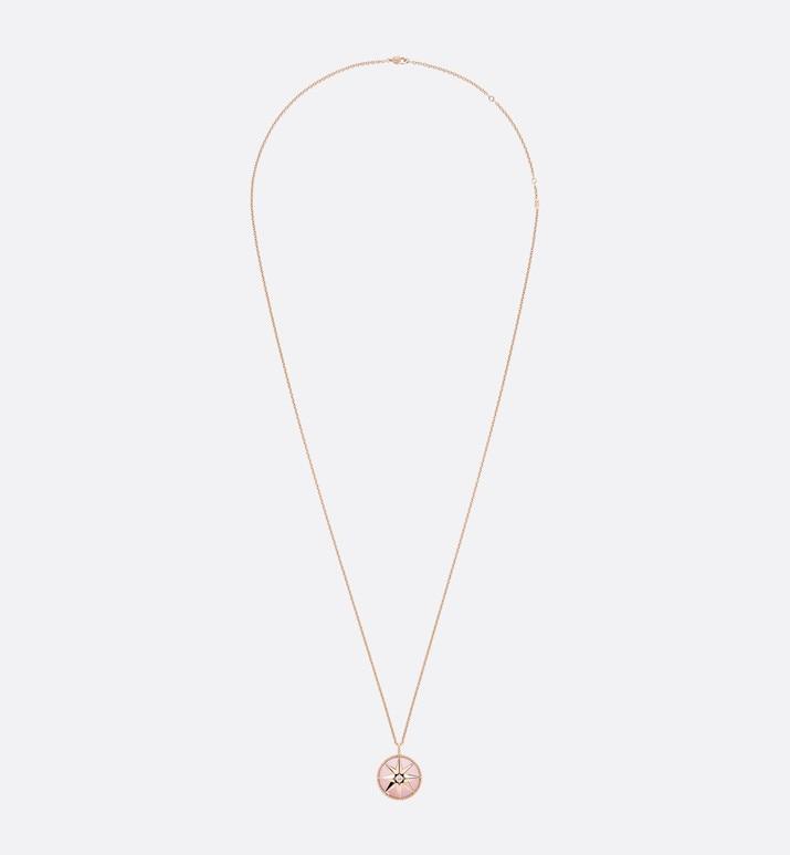 Large Rose Des Vents Medallion • Pink Gold, Diamond and Pink Opal
