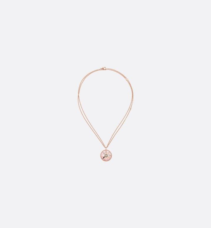 Large Rose Des Vents Medallion • Pink Gold, Diamond and Pink Opal