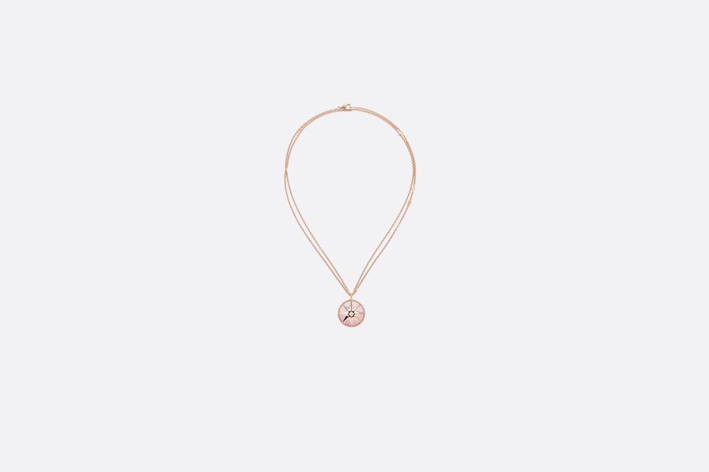 Large Rose Des Vents Medallion • Pink Gold, Diamond and Pink Opal