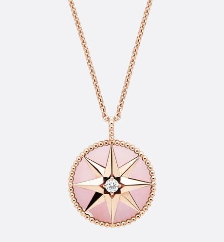Large Rose Des Vents Medallion • Pink Gold, Diamond and Pink Opal