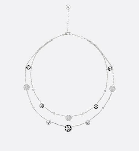 Rose Des Vents Necklace • 18K White Gold, Diamonds, Mother-of-Pearl and Onyx