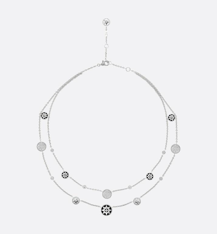 Rose Des Vents Necklace • 18K White Gold, Diamonds, Mother-of-Pearl and Onyx