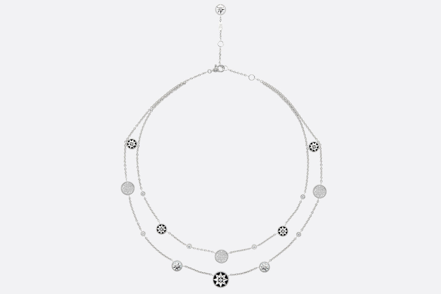 Rose Des Vents Necklace • 18K White Gold, Diamonds, Mother-of-Pearl and Onyx