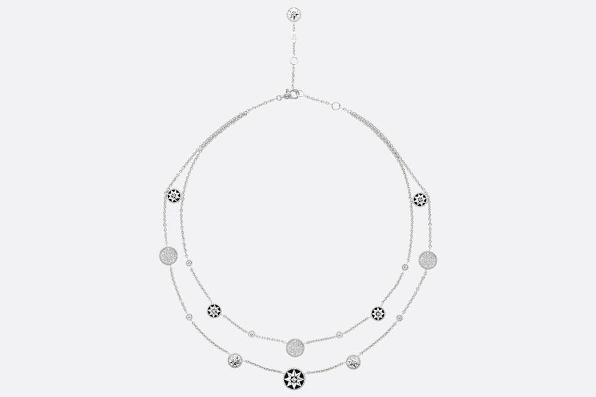 Rose Des Vents Necklace • 18K White Gold, Diamonds, Mother-of-Pearl and Onyx