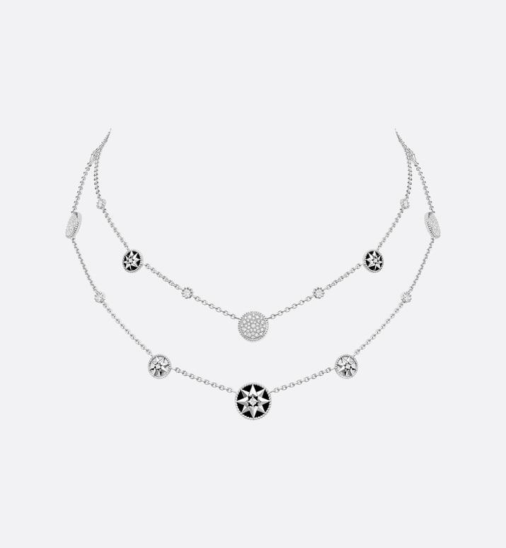 Rose Des Vents Necklace • 18K White Gold, Diamonds, Mother-of-Pearl and Onyx