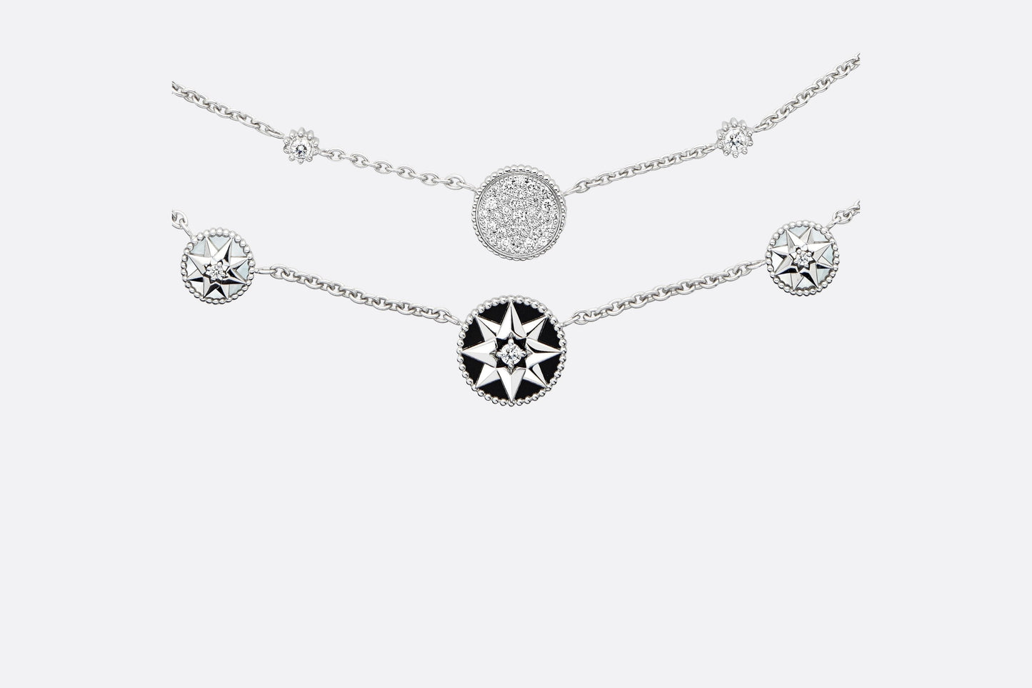 Rose Des Vents Necklace • 18K White Gold, Diamonds, Mother-of-Pearl and Onyx