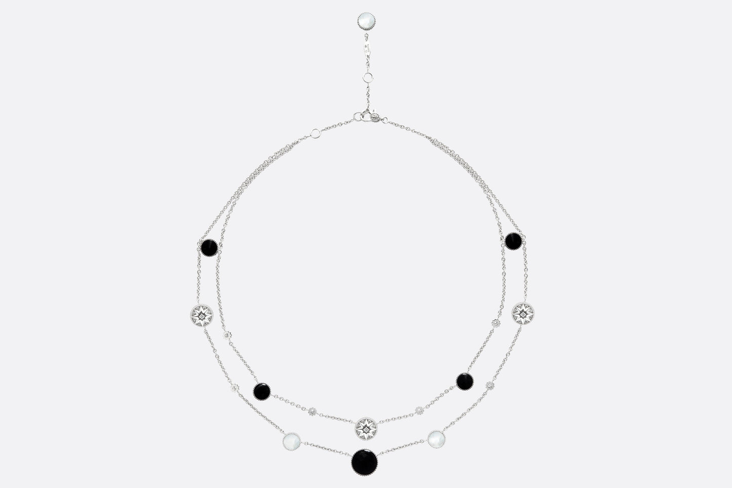 Rose Des Vents Necklace • 18K White Gold, Diamonds, Mother-of-Pearl and Onyx