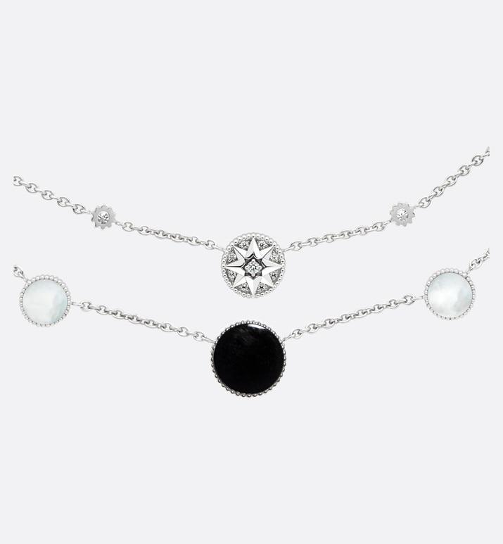 Rose Des Vents Necklace • 18K White Gold, Diamonds, Mother-of-Pearl and Onyx