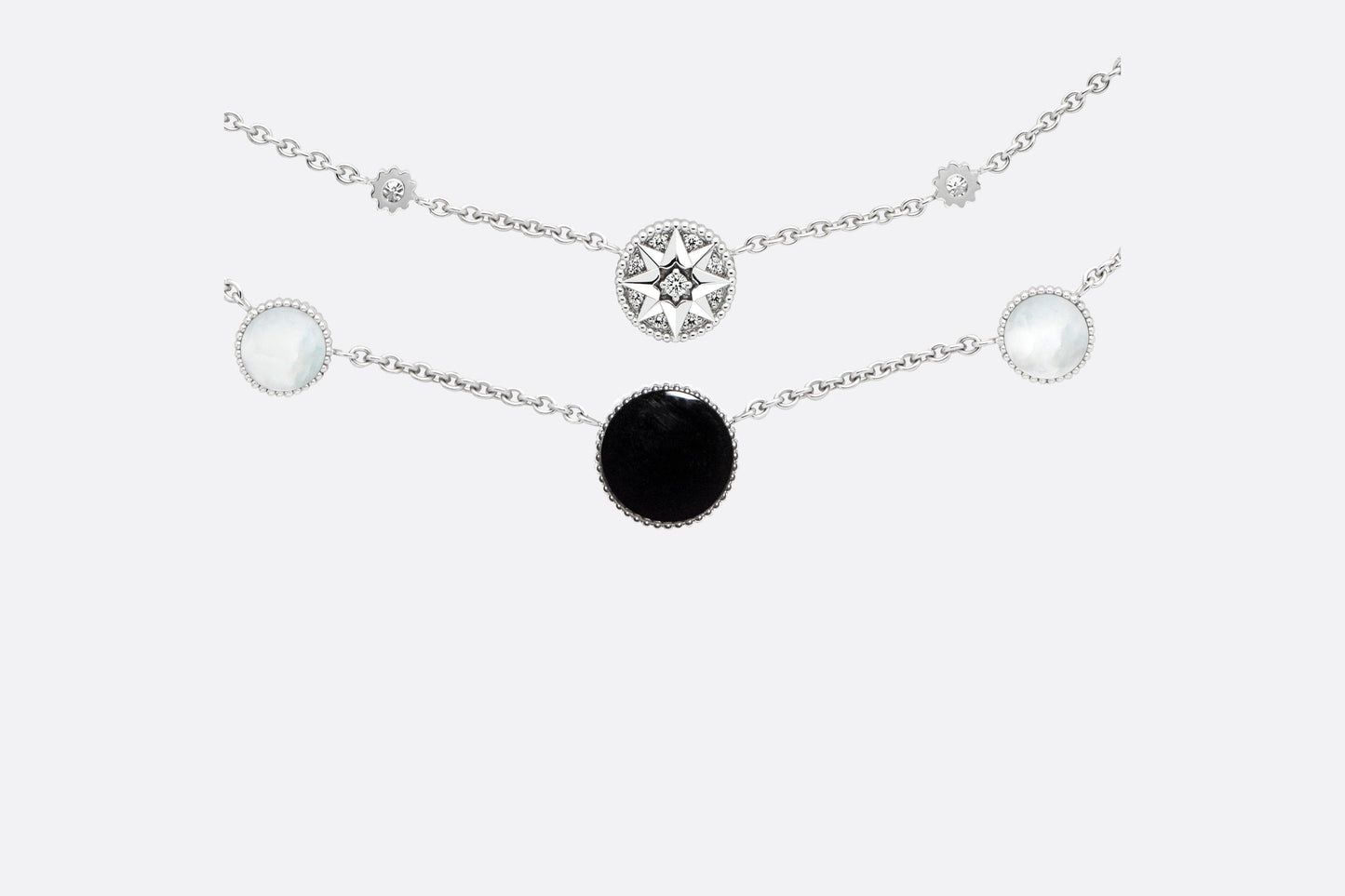 Rose Des Vents Necklace • 18K White Gold, Diamonds, Mother-of-Pearl and Onyx