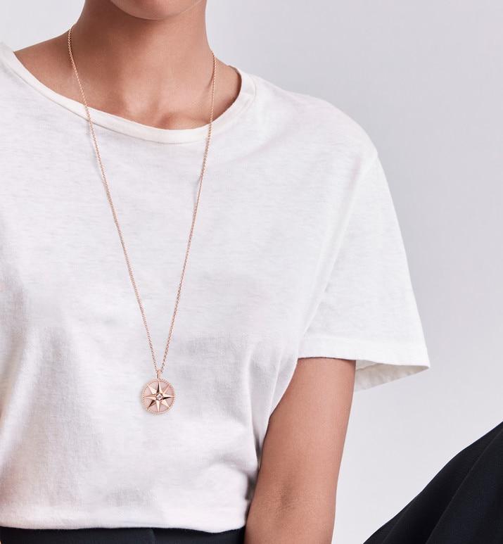 Large Rose Des Vents Medallion • Pink Gold, Diamond and Pink Opal