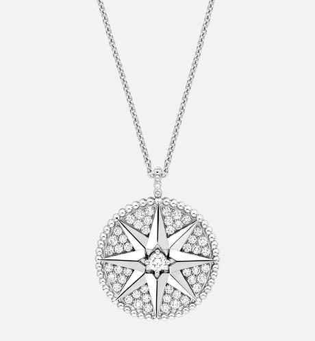 Large Rose Des Vents Pavé Medallion • 18K White Gold and Diamonds