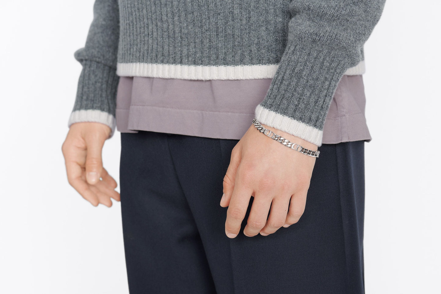 CD Icon Thin Chain Link Bracelet • Silver-Finish Brass