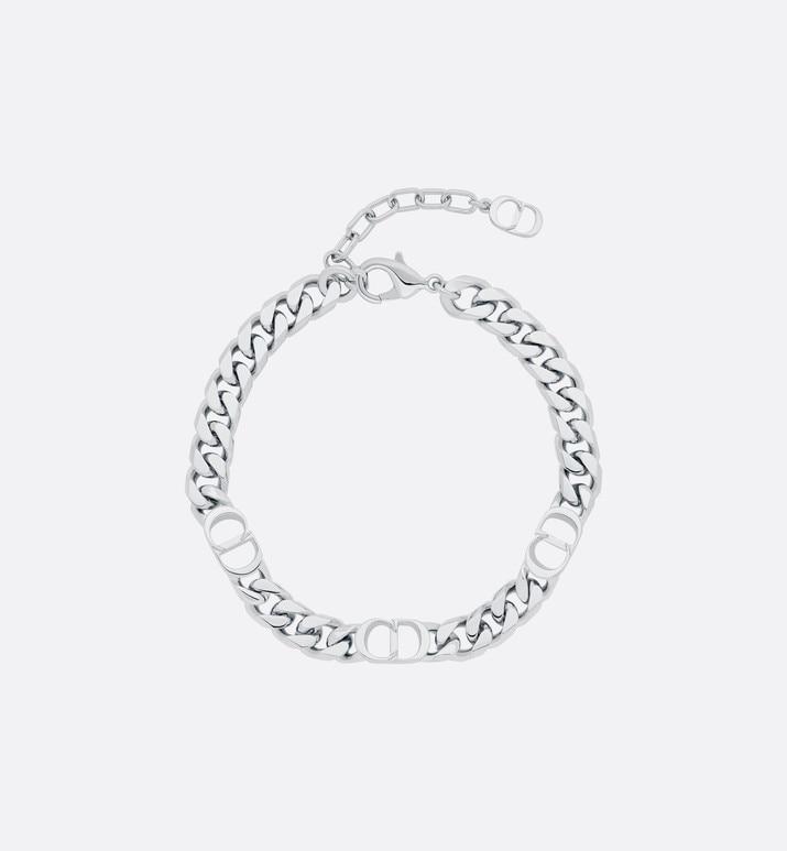 CD Icon Thin Chain Link Bracelet • Silver-Finish Brass