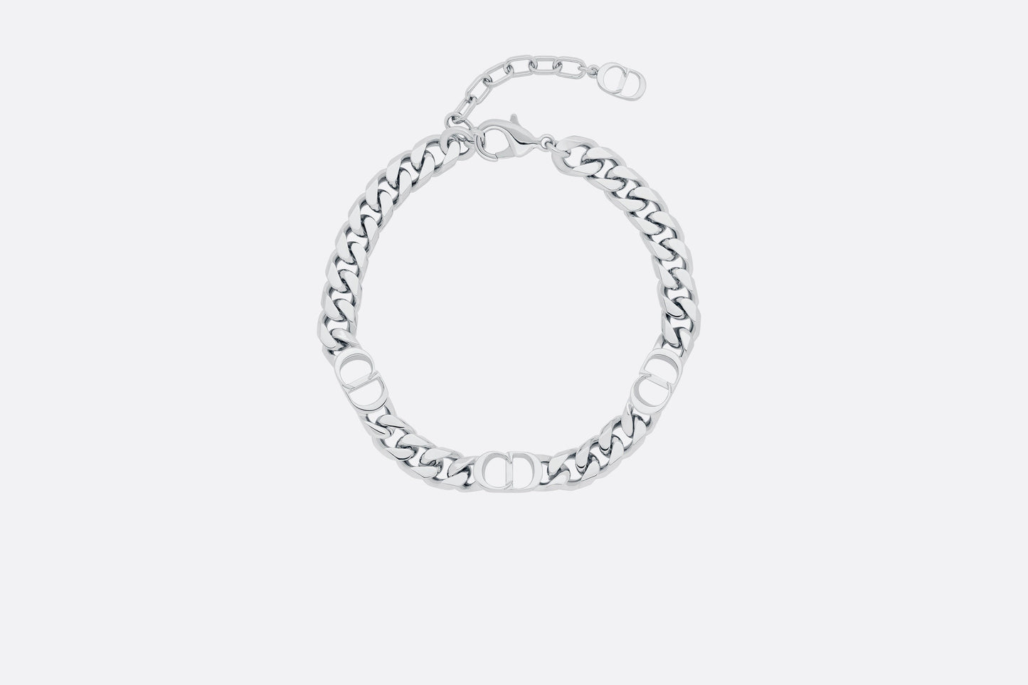 CD Icon Thin Chain Link Bracelet • Silver-Finish Brass