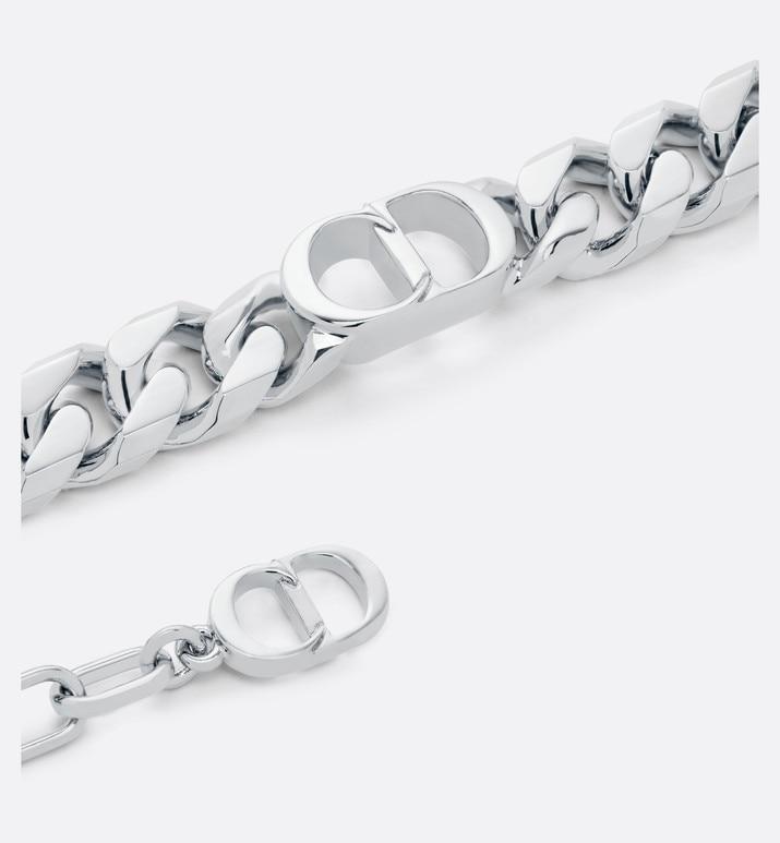 CD Icon Thin Chain Link Bracelet • Silver-Finish Brass