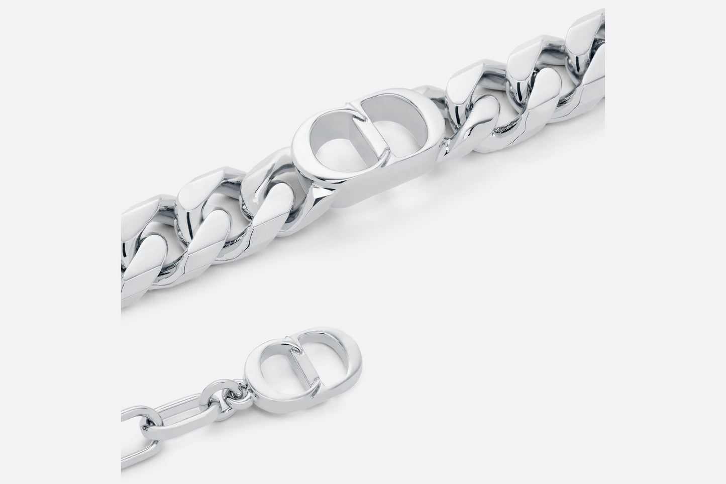 CD Icon Thin Chain Link Bracelet • Silver-Finish Brass