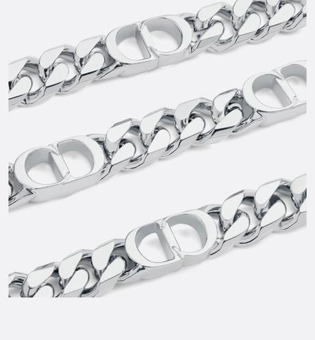 CD Icon Thin Chain Link Necklace • Silver-Finish Brass