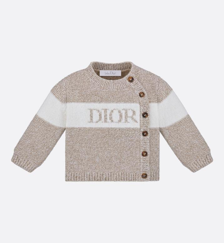 Cardigan • Heathered Beige and Ivory Wool and Cashmere Tricot Knit